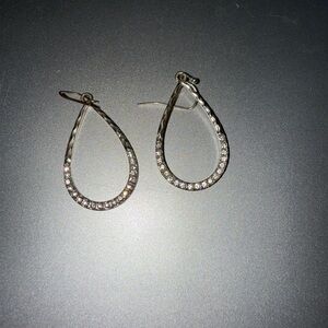 Sophisticated Silver Teardrop Hoop Earrings with Sparkling Accents